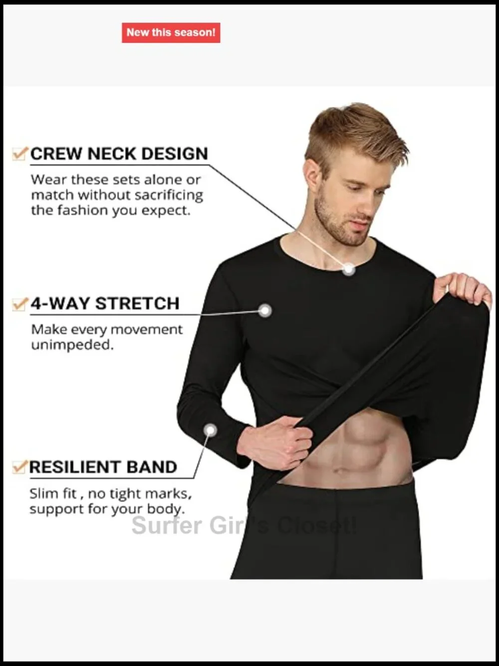 Thermal Underwear Long Johns Fleece Lined Base Layer Set Skiing Winter Warm